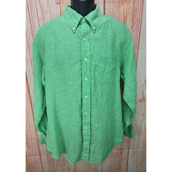 Brooks Brothers XL Green Irish Linen Long Sleeve Shirt - Picture 1 of 6